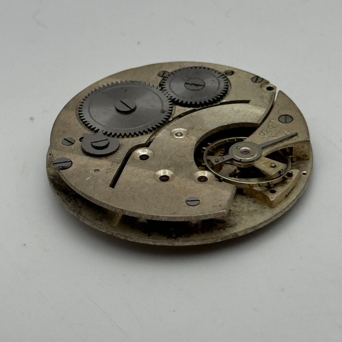 10 Jewels Pocket Watch Movement Unidentified Vintage Parts Repair 41.4mm