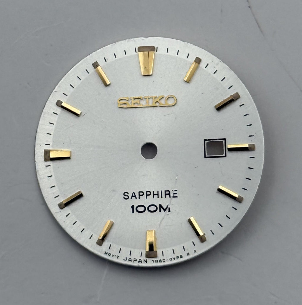 Seiko 7N82-0VP8 Watch Dial Sapphire 100M Silver Japan Spare Parts Repair 23.4mm