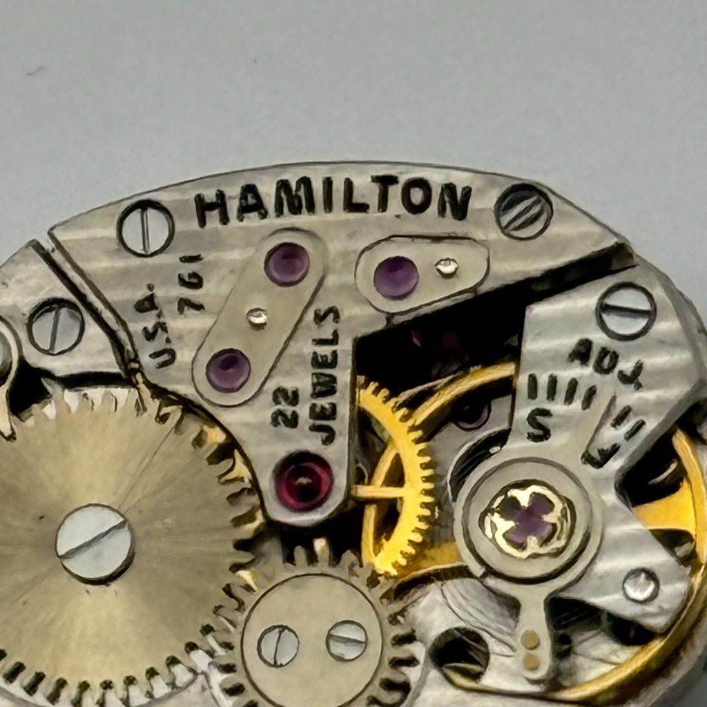 Hamilton 761 Watch Movement Running USA 22J Original Crown For Parts Repair 13mm