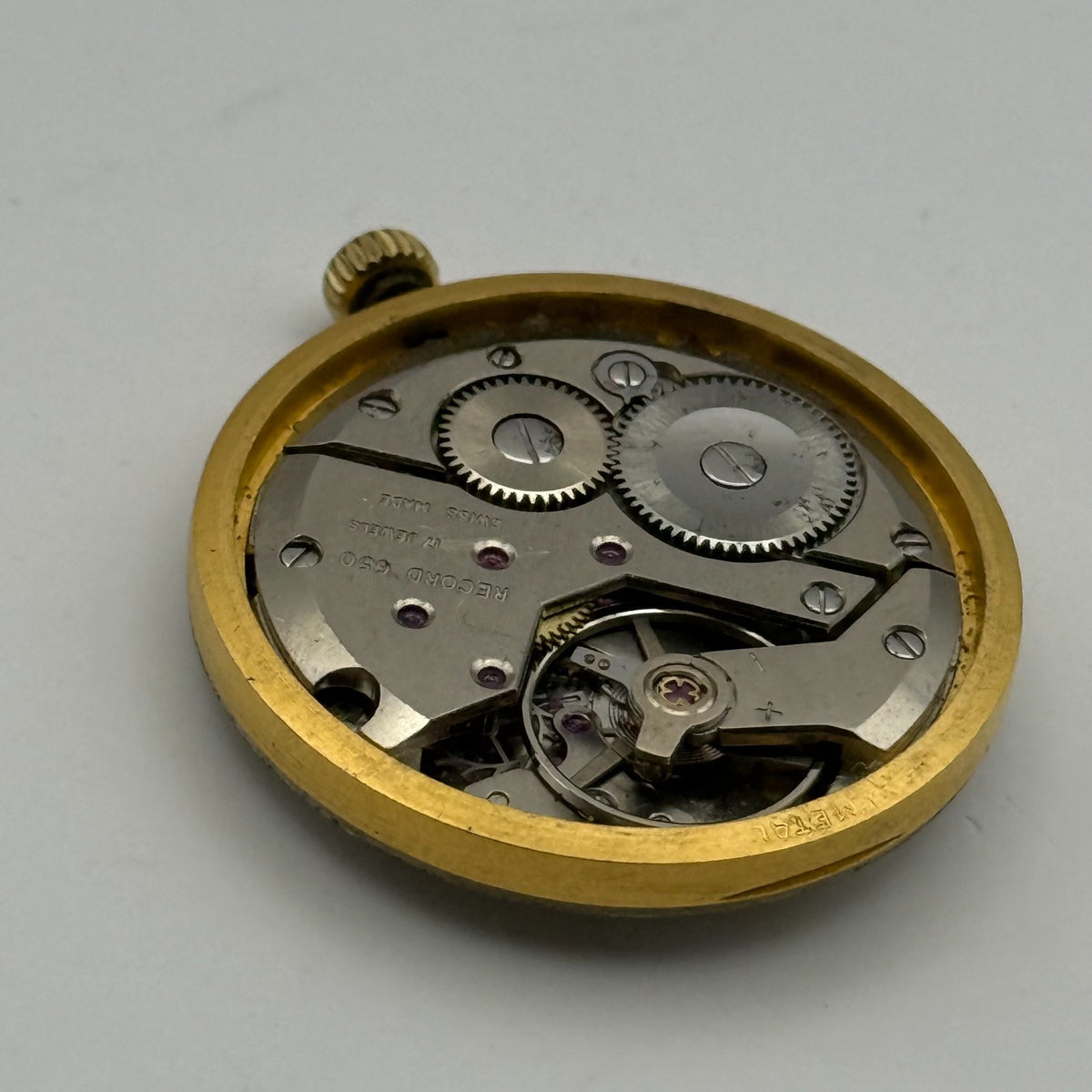 Record 650 Watch Movement - De Luxe 17 Jewels - For Parts / Repair - 29.7mm