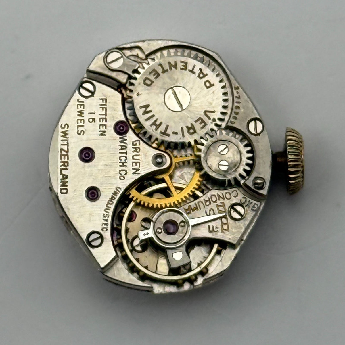 Gruen 211 Watch Movement Veri-Thin 15 Jewels Switzerland Manual Parts 15.3mm