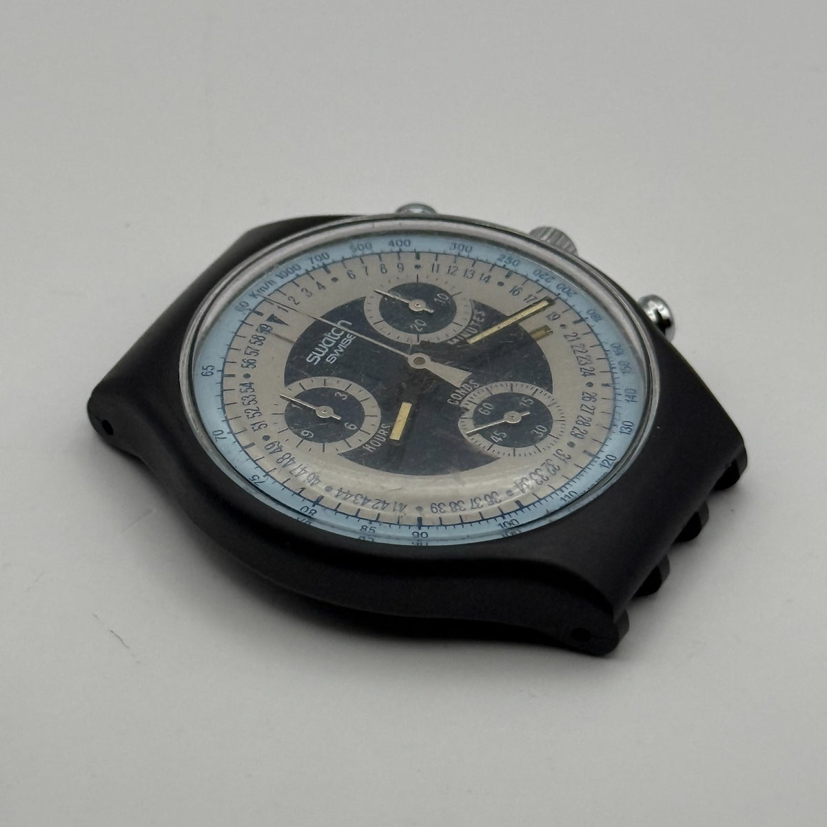 Vintage Swatch Chrono Watch SCN102 Silver Star 1990 ETA Quartz Swiss 40mm Parts 