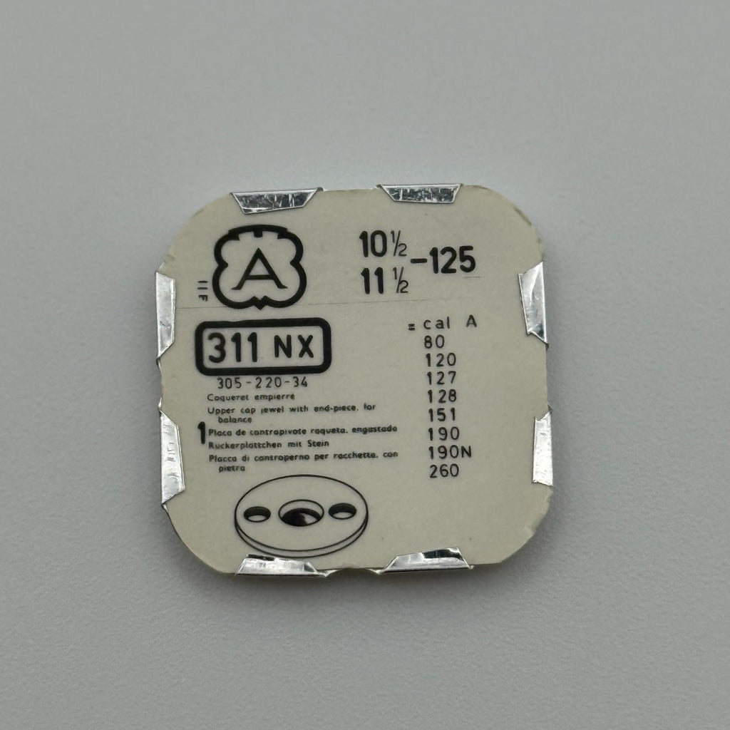 Arogno 125 Upper Cap Jewel With End Piece - 10 1/2-11 1/2 - 311 NX - Watch Parts