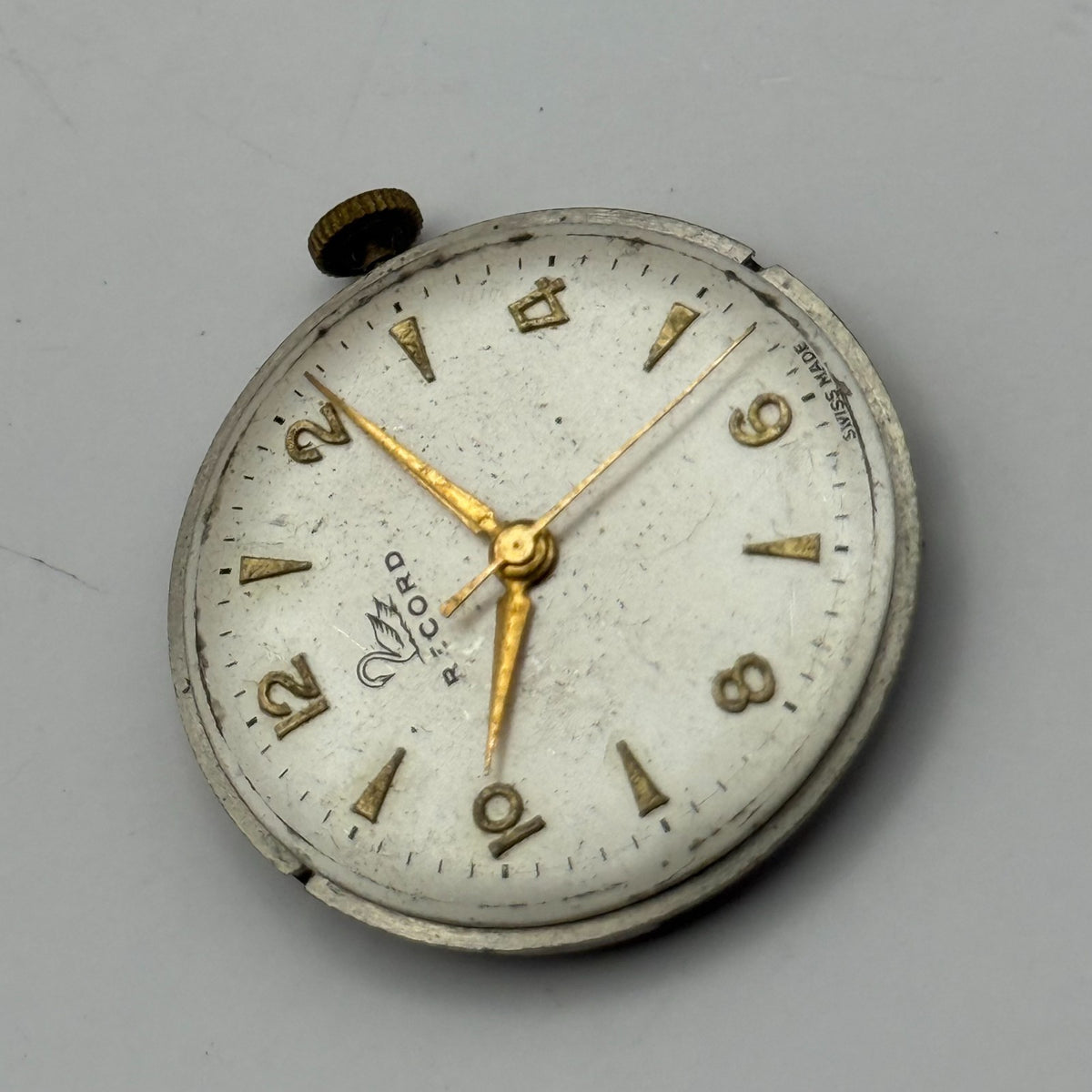 Record 620 Watch Movement - Running - For Parts / Repair - 26.5mm