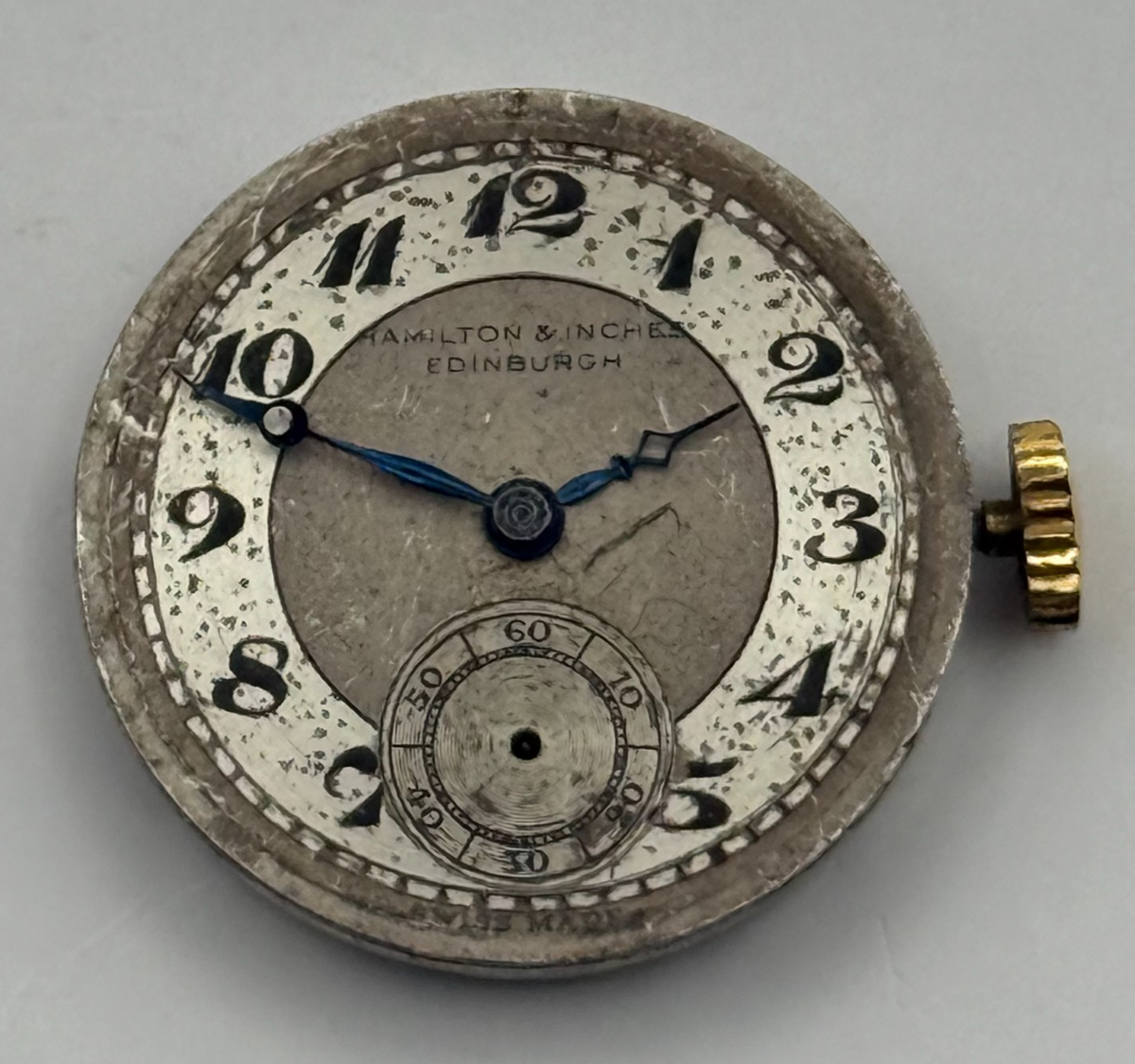 Hamilton & Inches Edinburgh Watch Movement Blue Jewels Sub Seconds Parts 21.9mm