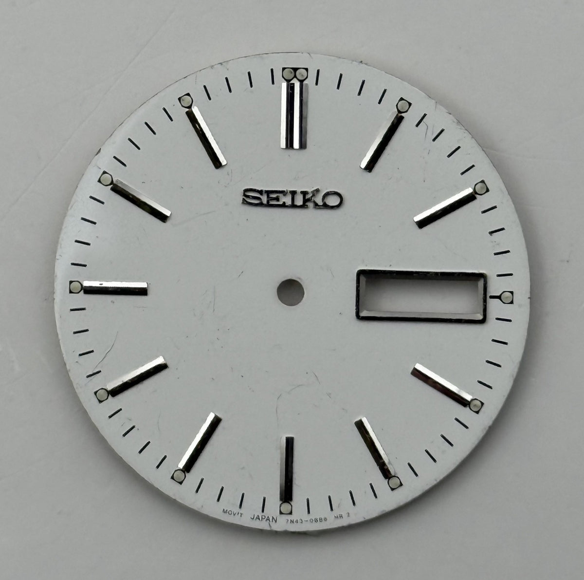 Seiko 7N43-0B68 Watch Dial White Japan Vintage Spare Parts Repair 29.4mm