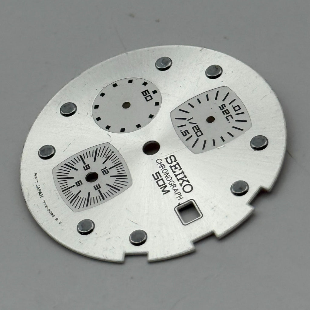Seiko 7T62-0CW8 Watch Dial Chronograph 50M Silver Spare Parts Repair 29.9mm