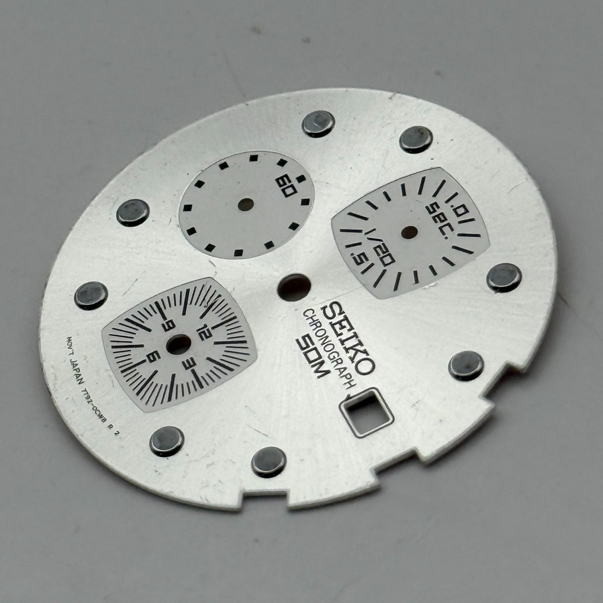 Seiko 7T62-0CW8 Watch Dial Chronograph 50M Silver Spare Parts Repair 29.9mm
