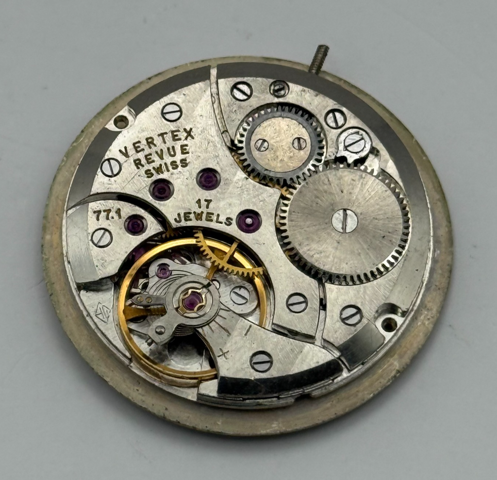 Vertex Revue 77.1 Watch Movement - 17 Jewels - For Parts / Repair - 29mm