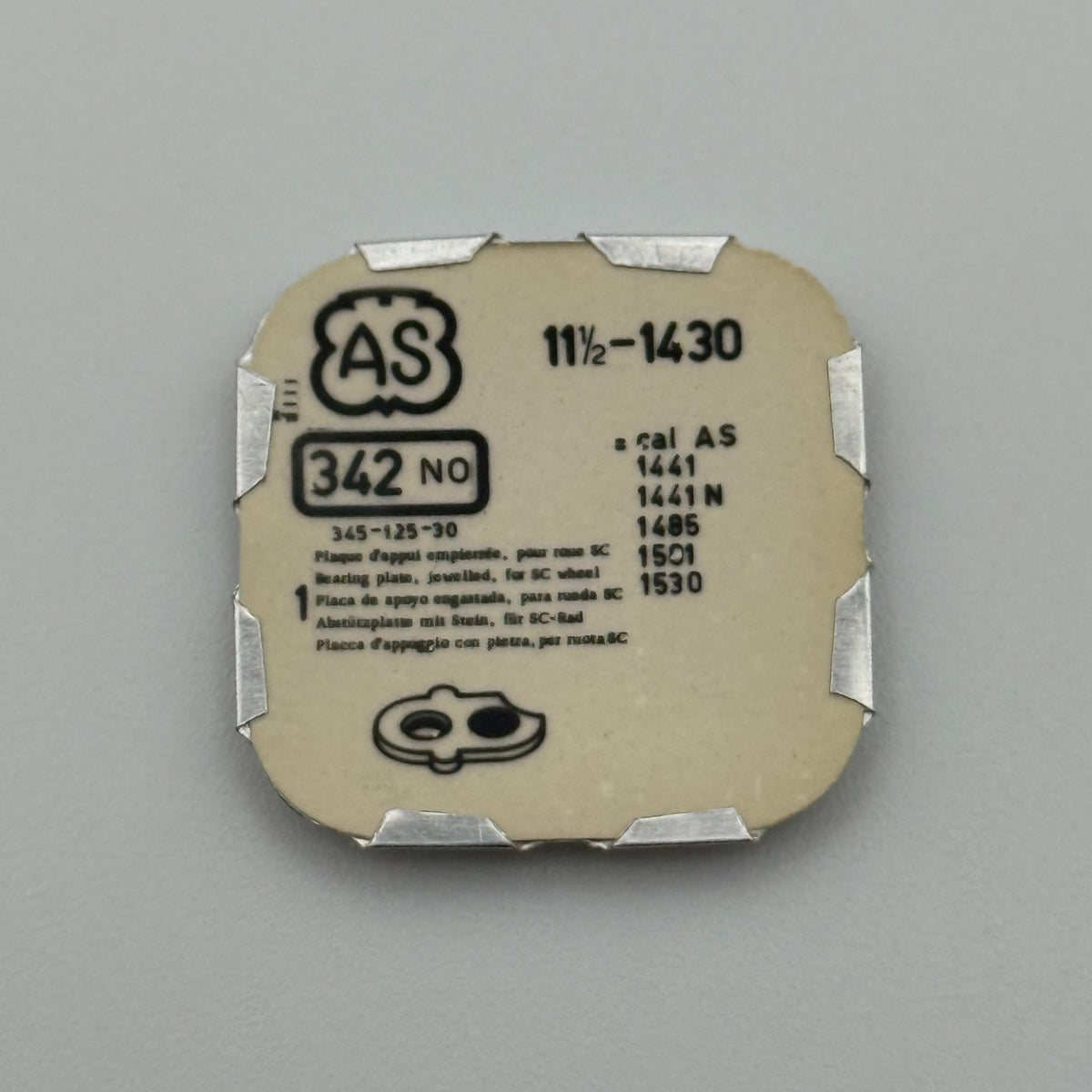 AS 1430 Bearing Plate - 11 1/2 - 342 - New Old Stock - Watch Parts