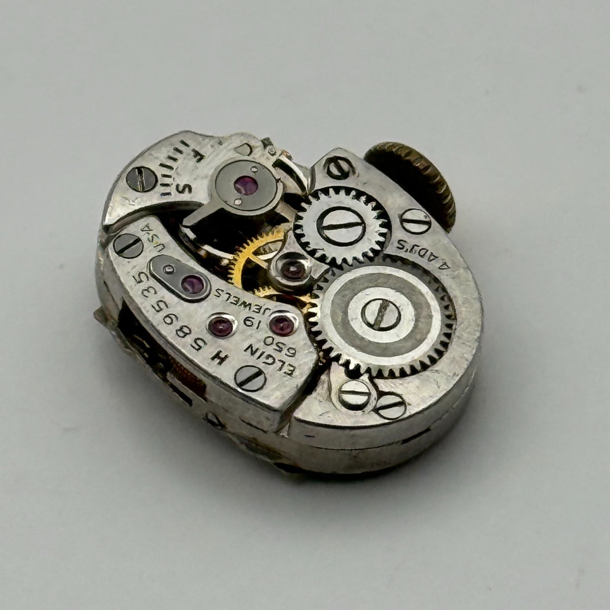 Lady Elgin 650 Watch Movement 19 Jewels U.S.A. Manual Wind Parts Repair 12.7mm