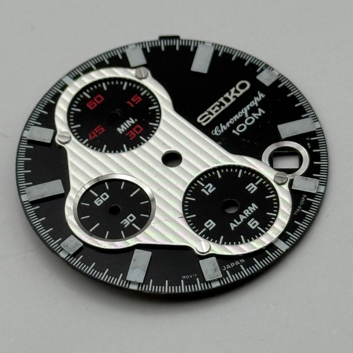 Seiko 7T62-0N48 Watch Dial Chronograph Alarm 100M Black Spare Parts Repair 28mm