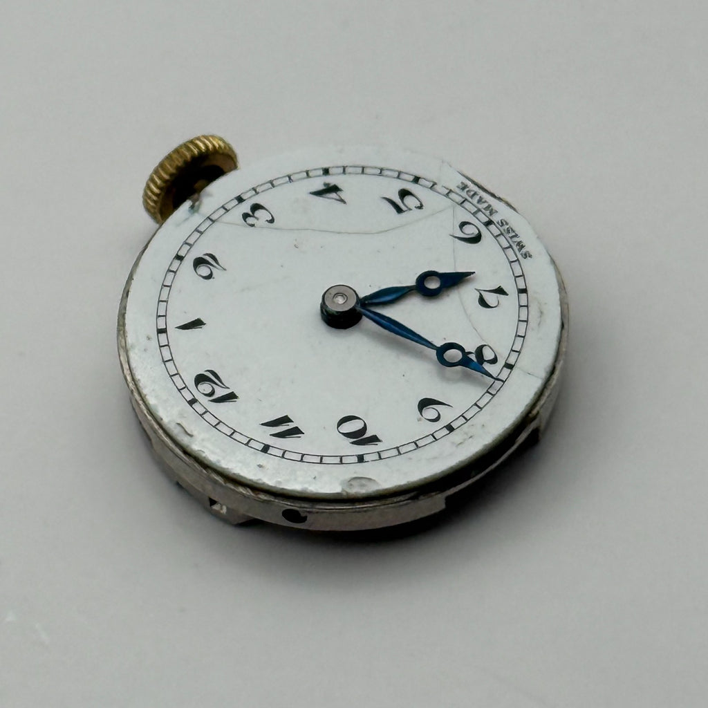 Unidentified Watch Movement Terminus Swiss Incomplete Parts Repair 19.3mm