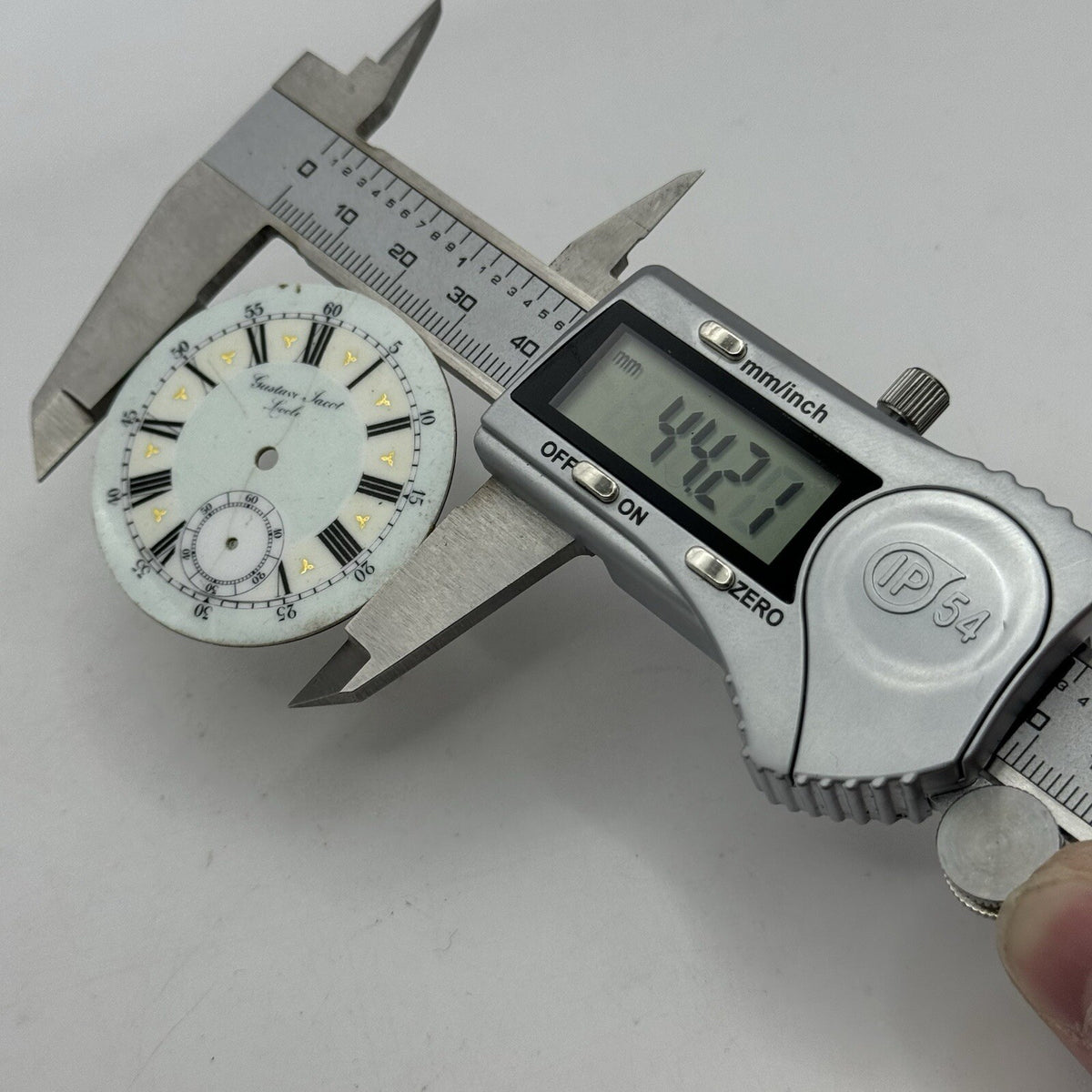 Antique Pocket Watch Dial 44.2mm Gustave Jacot Locle Beautiful Porcelain Spares