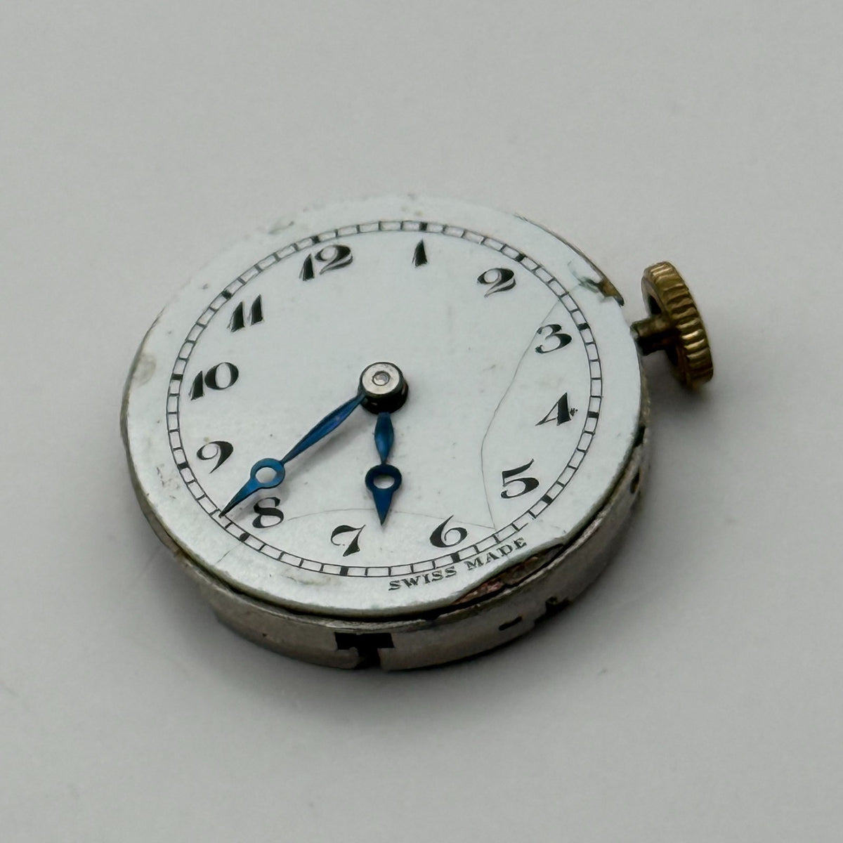 Unidentified Watch Movement Terminus Swiss Incomplete Parts Repair 19.3mm