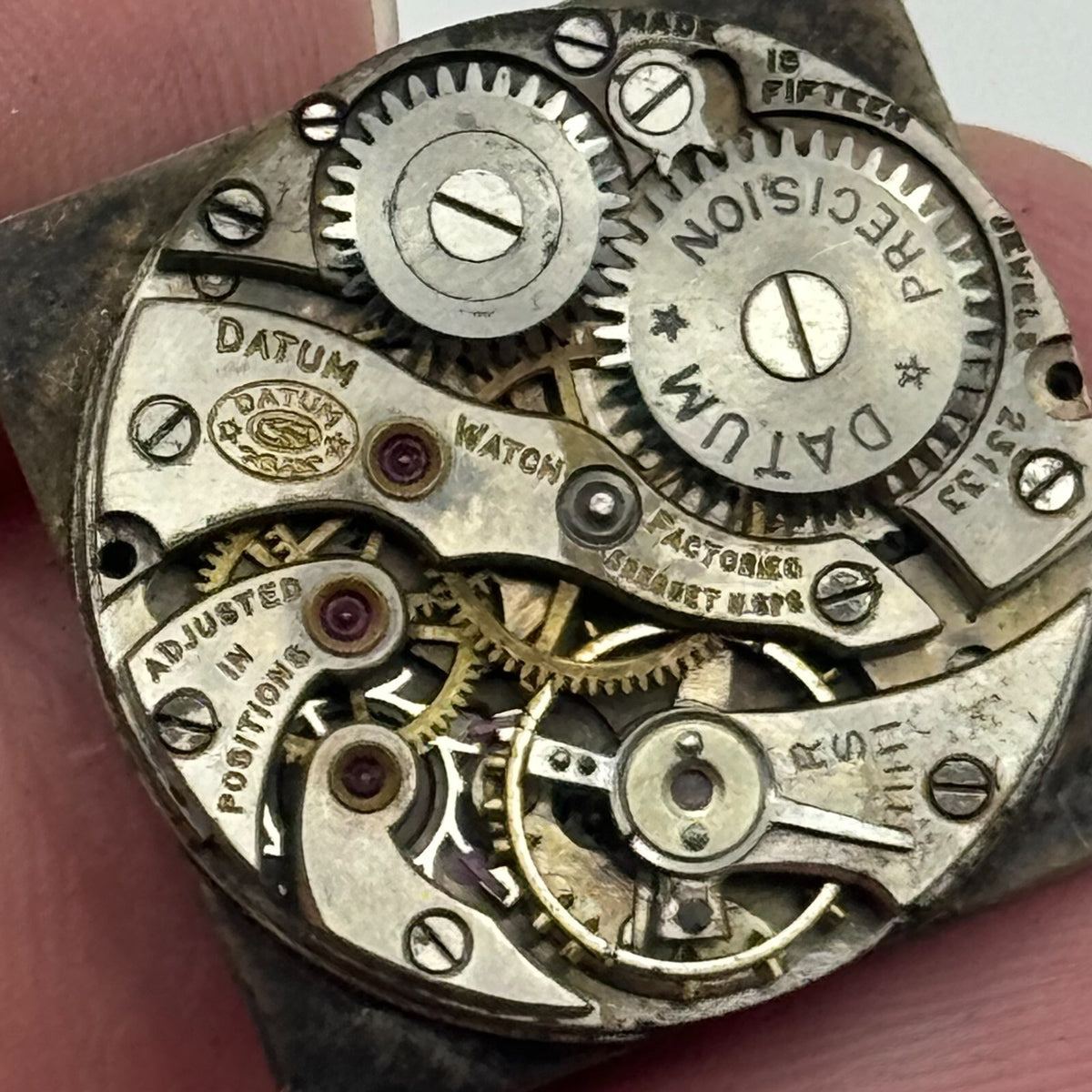 Datum Precision Manual Wind Watch Movement 15 Jewels Vintage Swiss Parts 19.6mm
