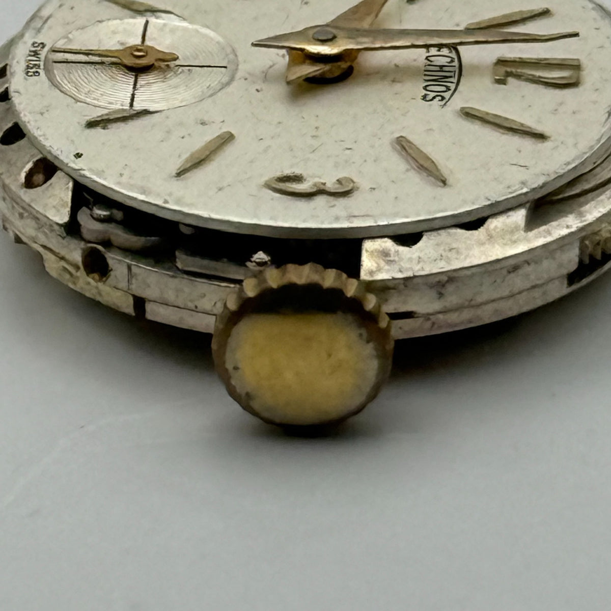 Technos Watch Movement 15 Jewels Swiss Manual Wind Vintage Parts Repair 19.6mm