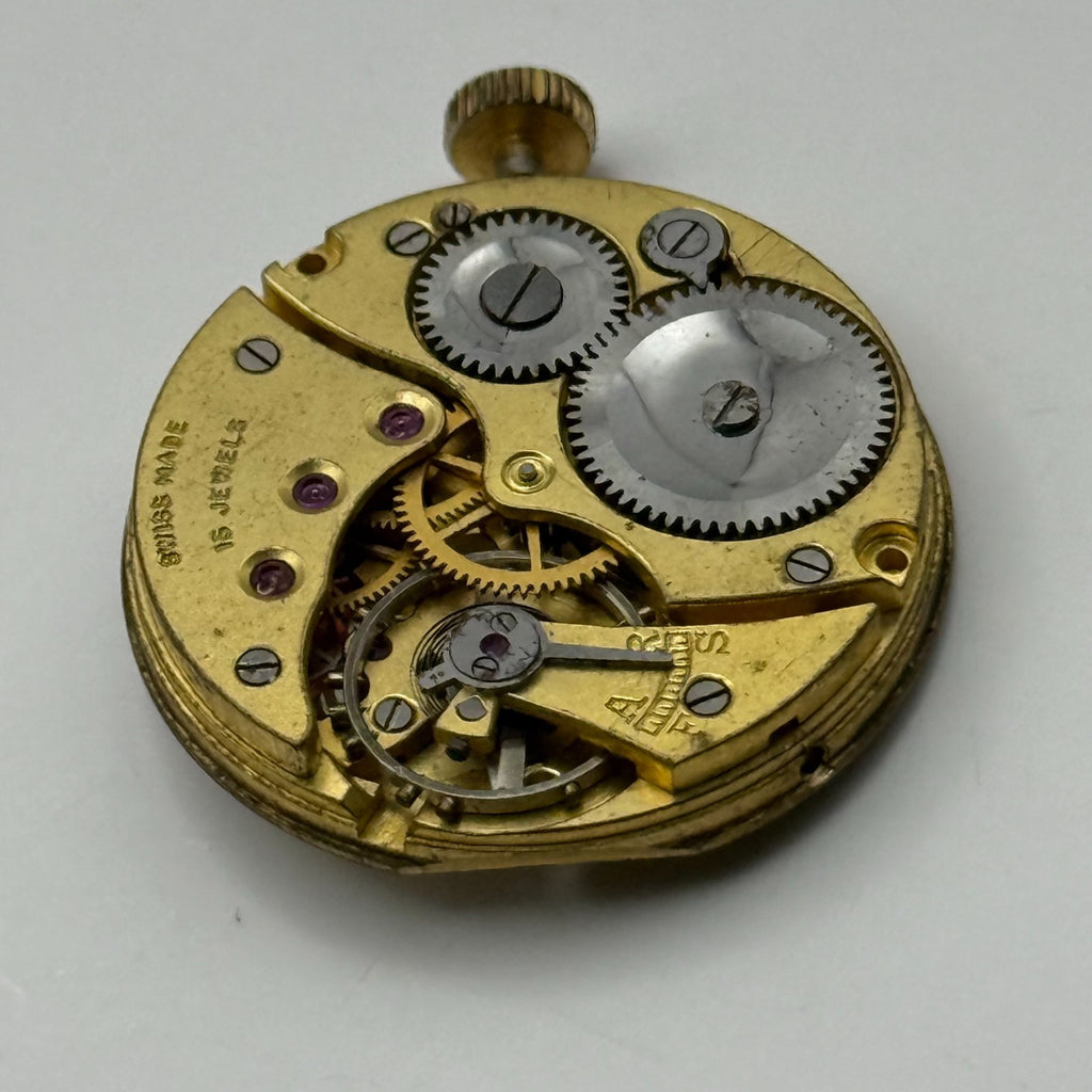 Unidentified Watch Movement Running 15 Jewels Swiss Manual Wind Parts 24.9mm