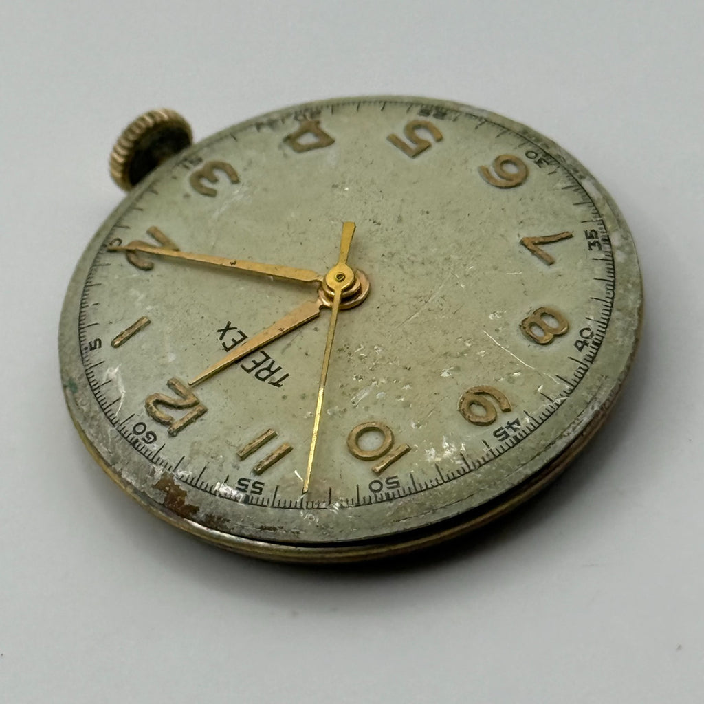 FHF 25 Watch Movement - Trebex 15 Jewels - Running - For Parts / Repair - 23.6mm