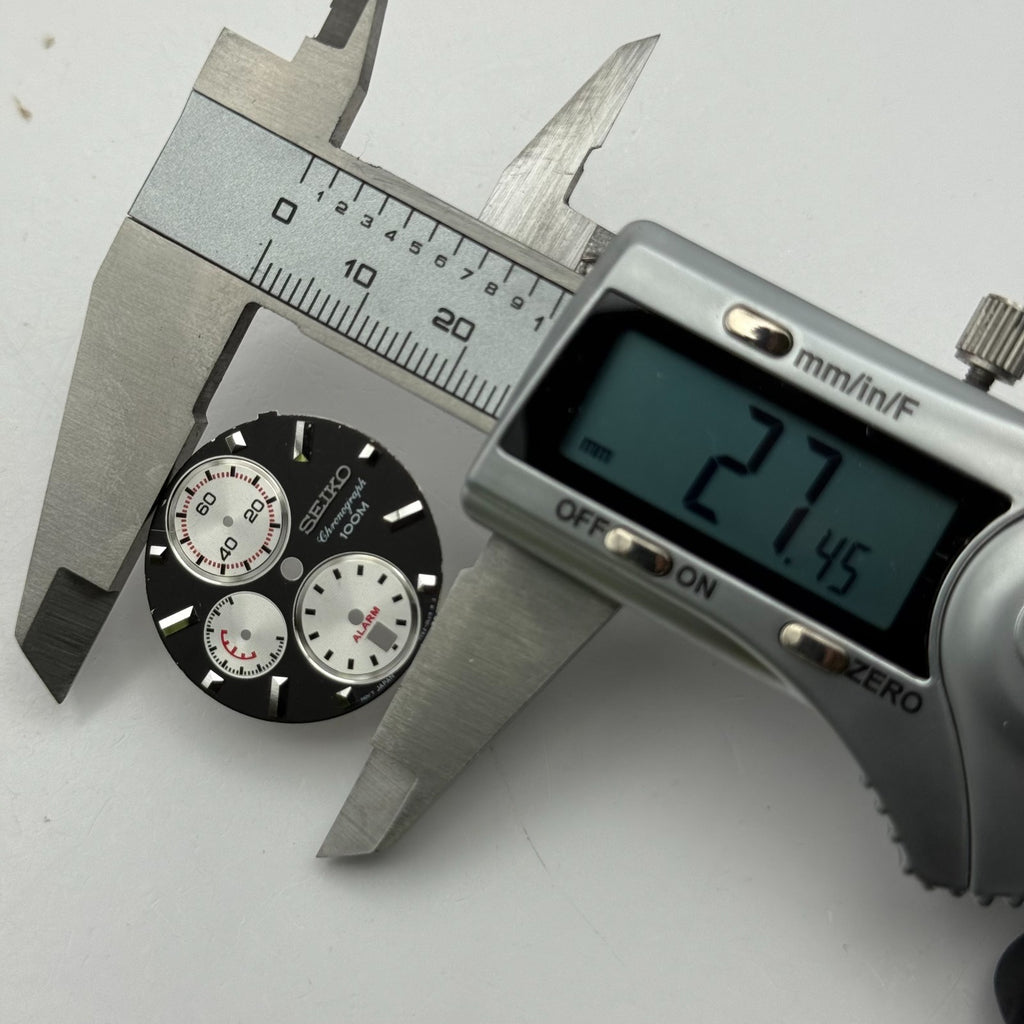 Seiko 7T62-0LV8 Watch Dial Chronograph Alarm 100M Spare Parts Repair 27.4mm