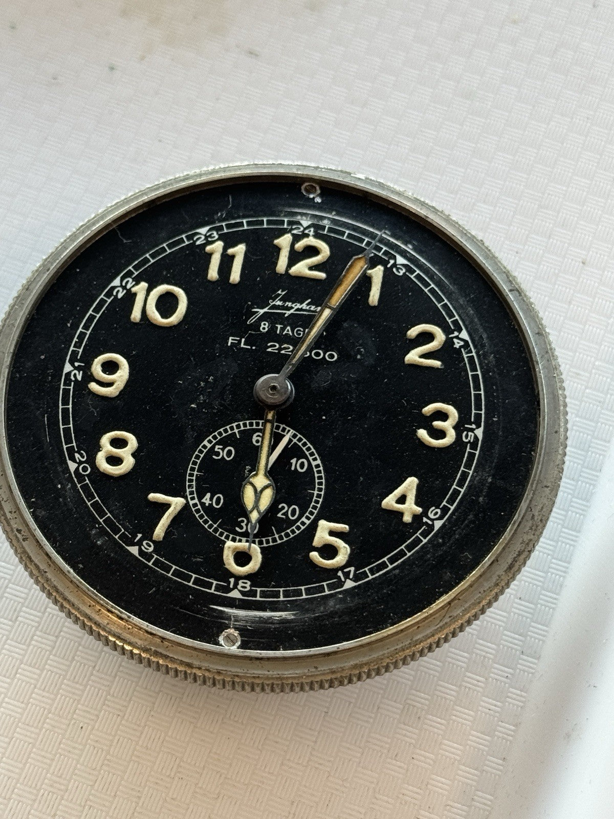 WW2 Junghans Luftwaffe Cockpit Clock 8 Tage FL 22600 German Aircraft Very Rare
