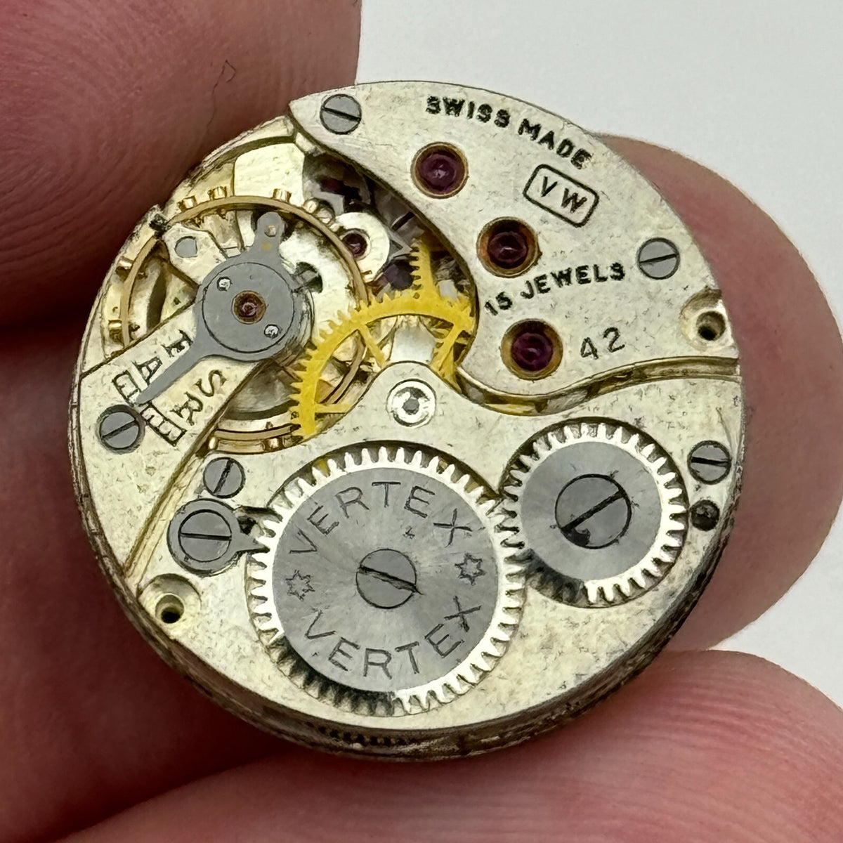 Revue VW Cal 42 Watch Movement Vertex Style Manual Wind Parts 19.6mm 
