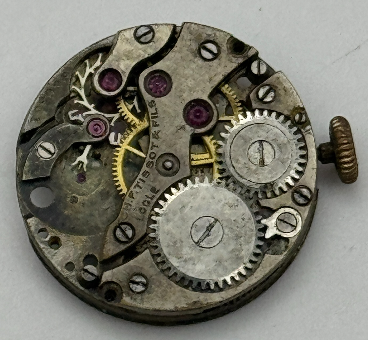Tissot Watch Movement C.H.F & Fils Locle Rare Early Manual Wind Parts 19.7mm