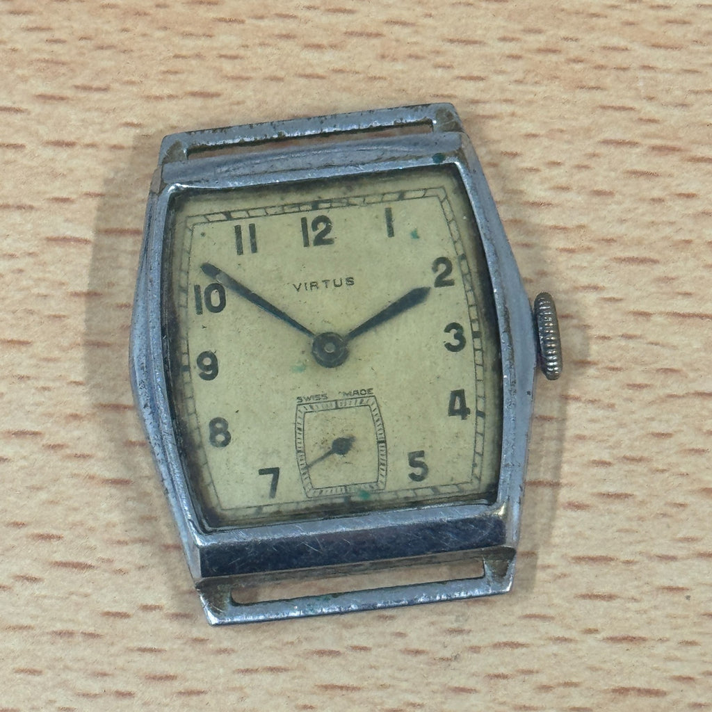 Virtus Tank Watch - Vintage Men's - Sub Seconds Dial - Spares / Repairs - 29mm