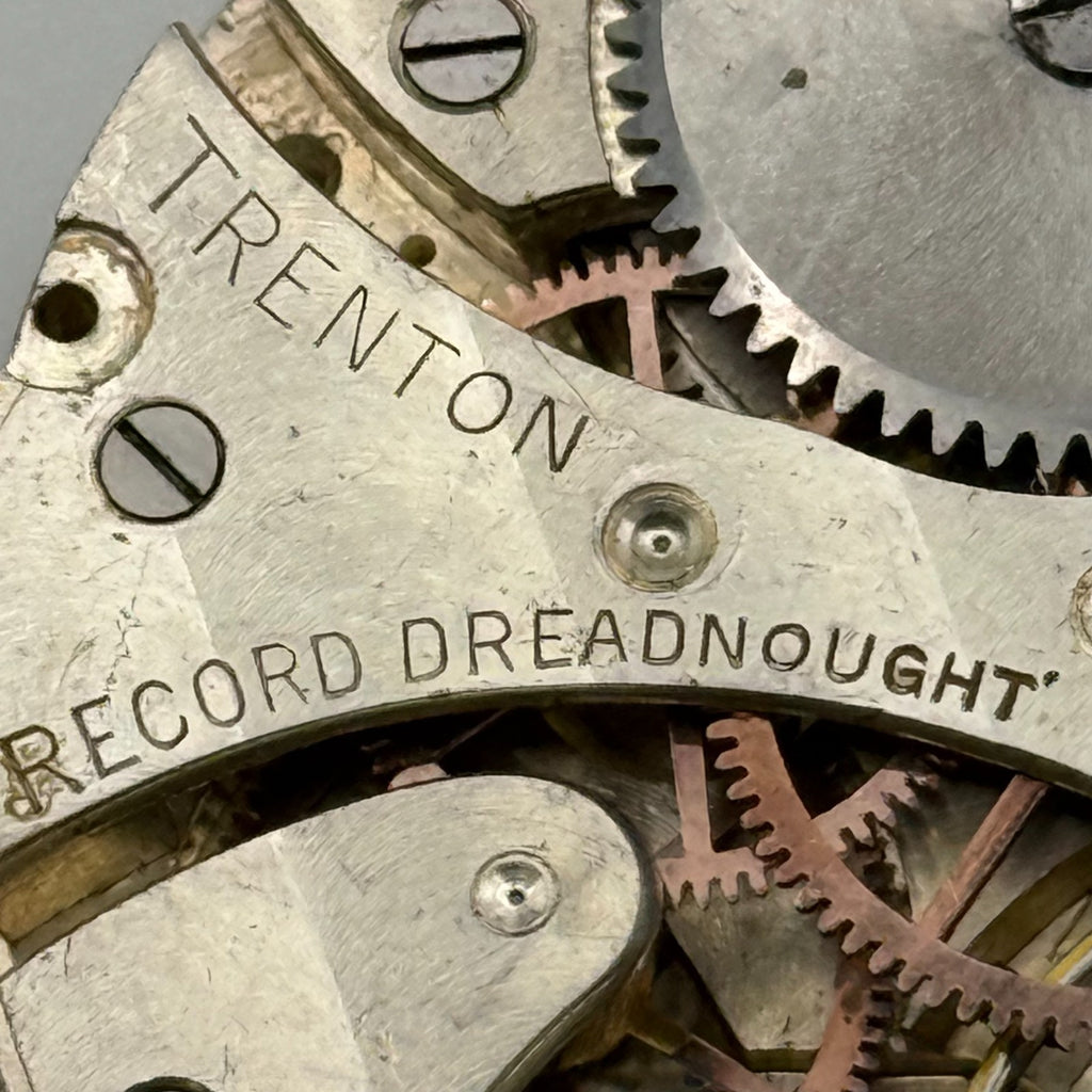 Record Trenton Dreadnought Pocket Watch Movement - Running - For Parts / Repair