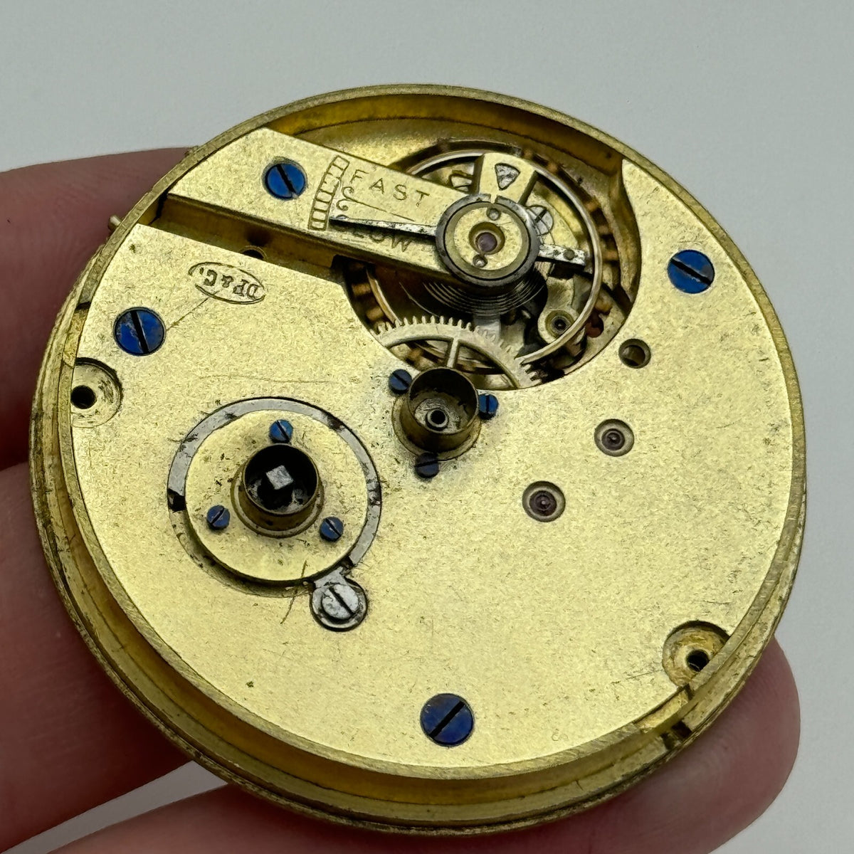 Antique Pocket Watch Movement Key Wound Dimier Freres & Cie D F & C Parts 45.3mm