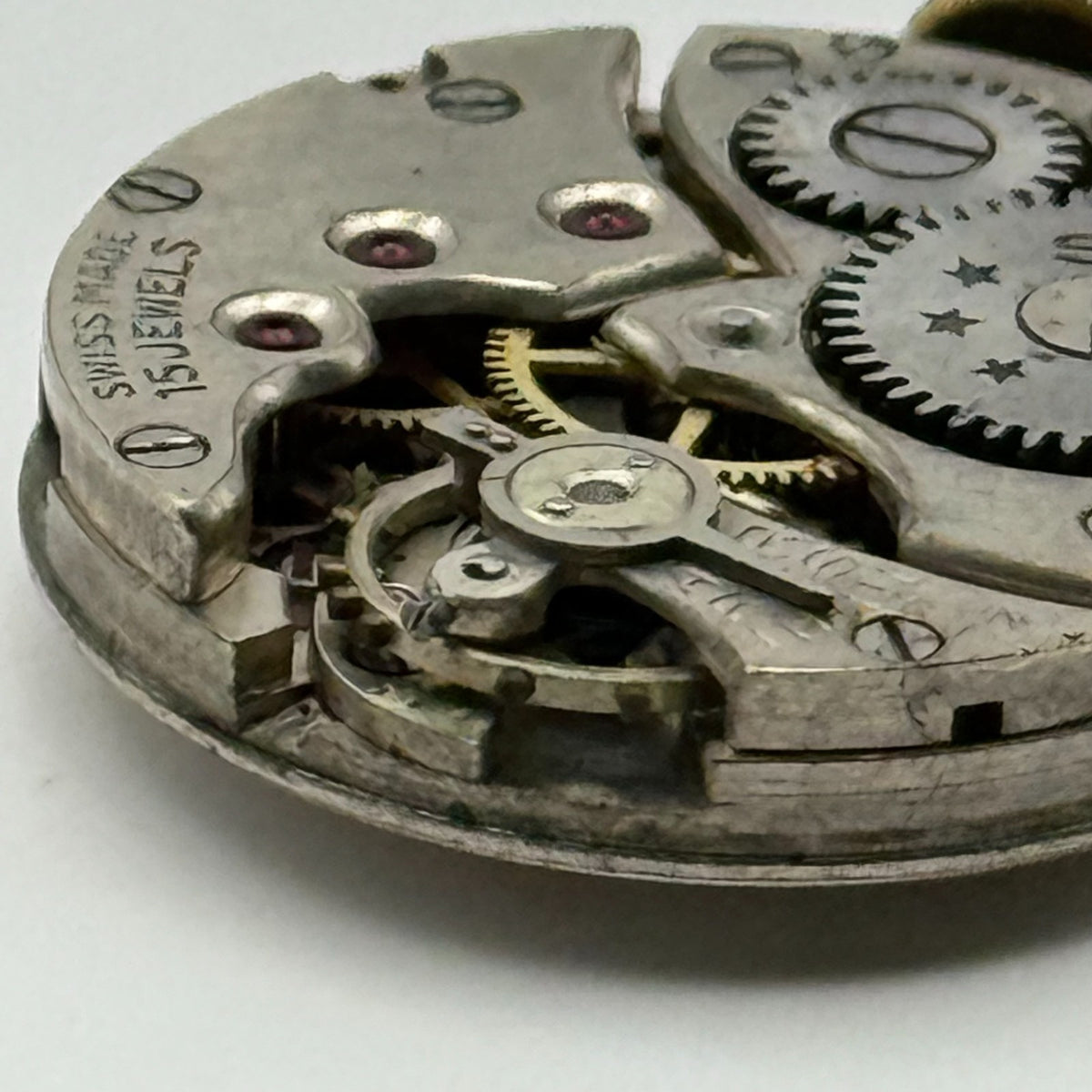 Unidentified Watch Movement Swan 15 Jewels Swiss Manual Wind Parts Repair 19.7mm