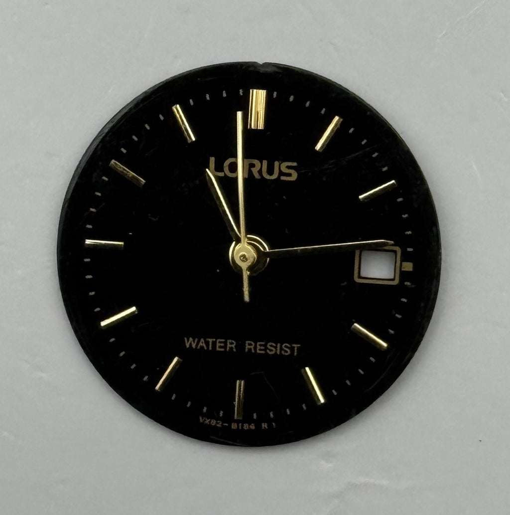 Lorus VX82-B184 Watch Dial Black Vintage Spare Parts Repair 19.9mm