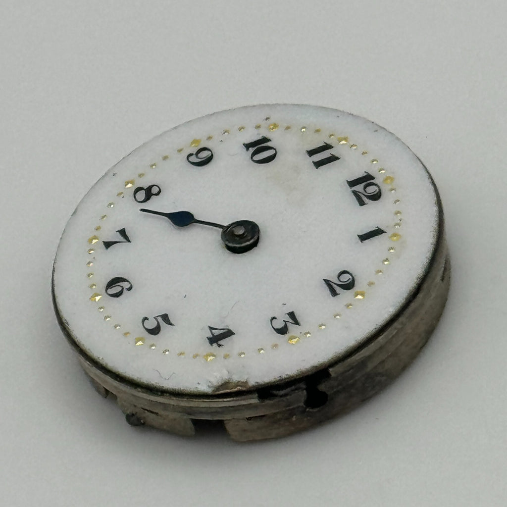 Porcelain Dial Watch Movement Swiss 15 Jewels Manual Wind Parts 23.7mm 
