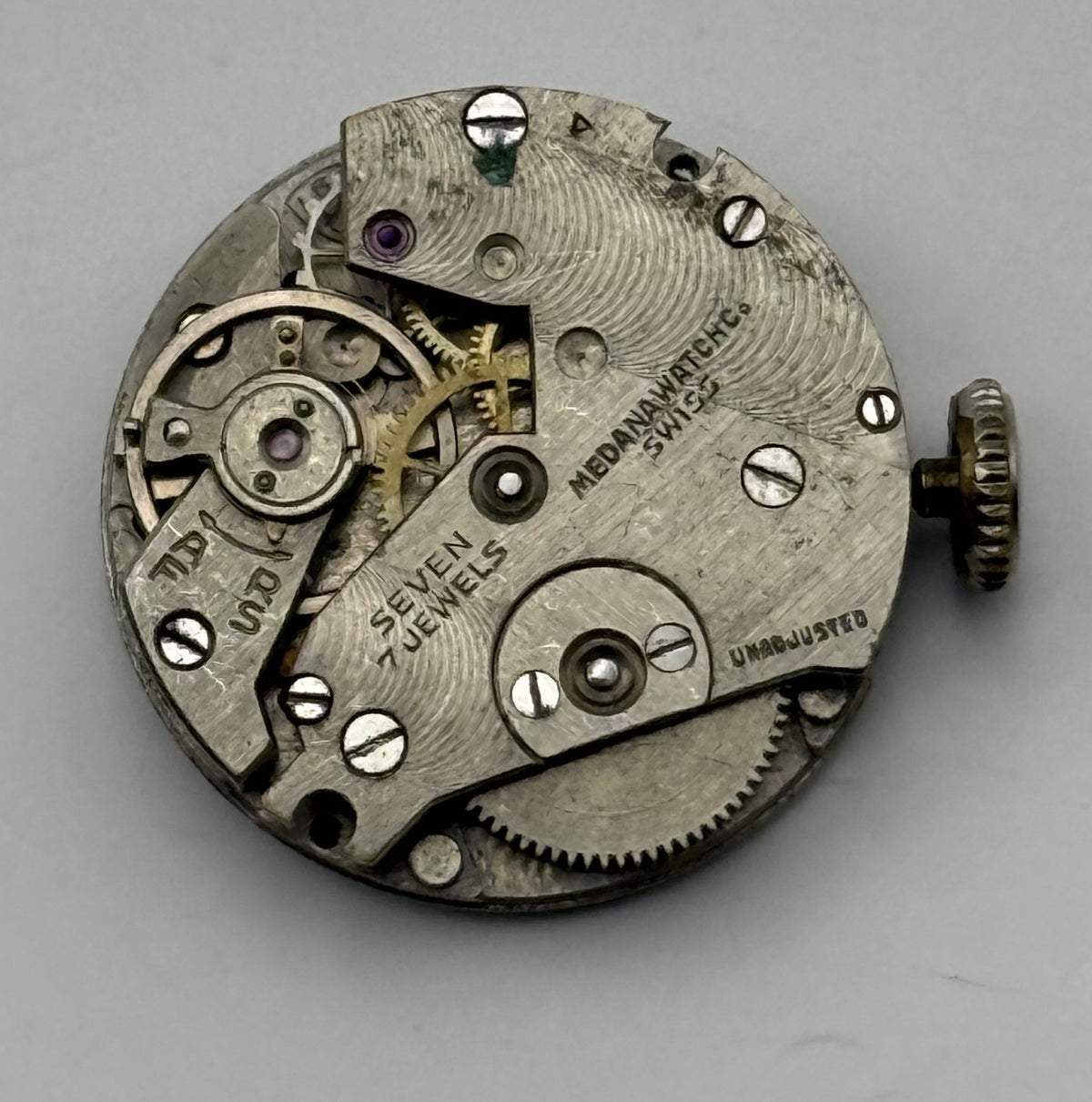 MST 391 Watch Movement Medana 7 Jewels Swiss Manual Wind Parts Repair 19.6mm