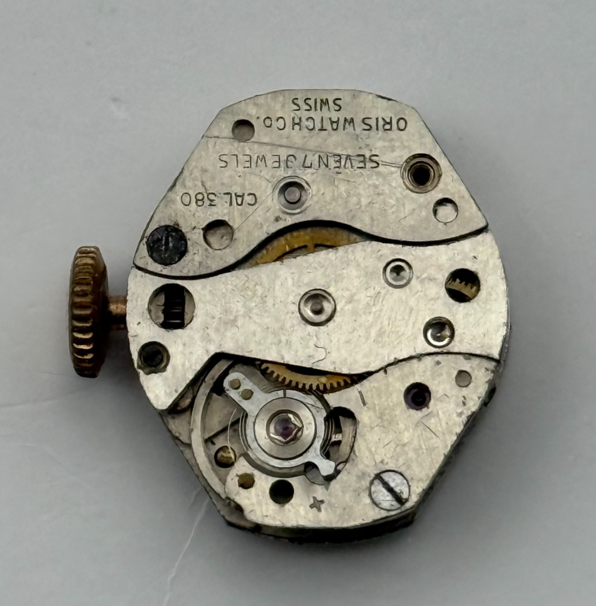 Oris 380 Watch Movement Swiss 7 Jewels Manual Wind Vintage Parts Repair 15.2mm
