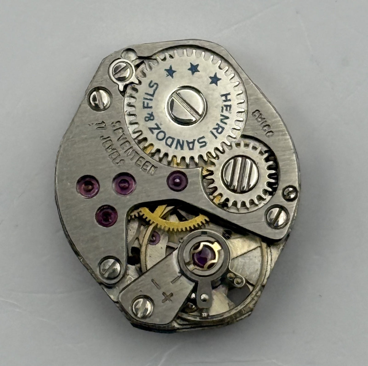 FHF 69 Watch Movement Everite 17 Jewels Swiss Manual Wind Parts Repair 15.3mm