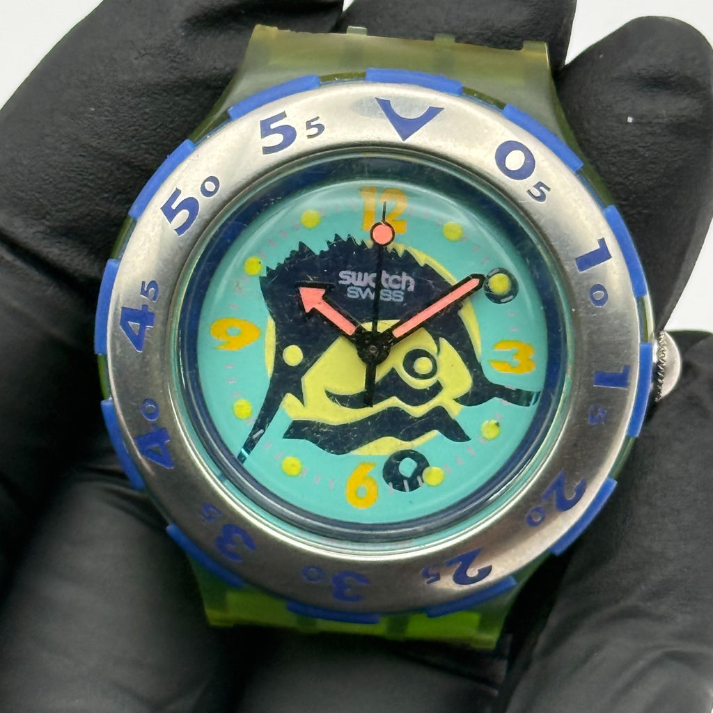Vintage Swatch Scuba 200 Watch SDG101 Swordfish 1993 ETA Quartz Swiss 40mm Parts