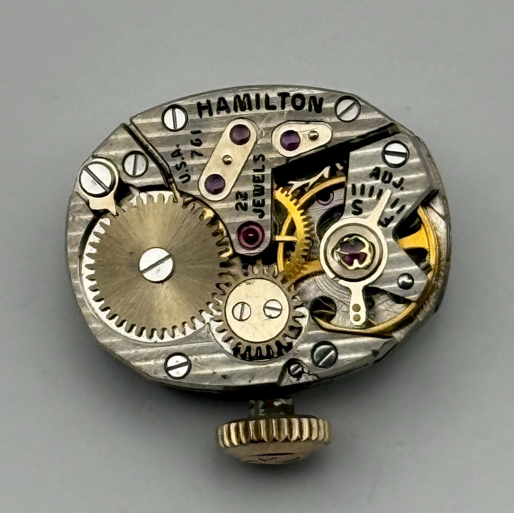 Hamilton 761 Watch Movement Running USA 22J Original Crown For Parts Repair 13mm