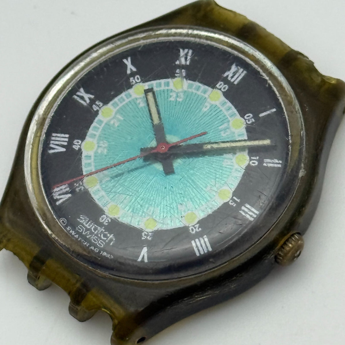 33mm Vintage 1992 Swatch Screw Driver 24 Hour Quartz Watch UNTESTED PARTS REPAIR