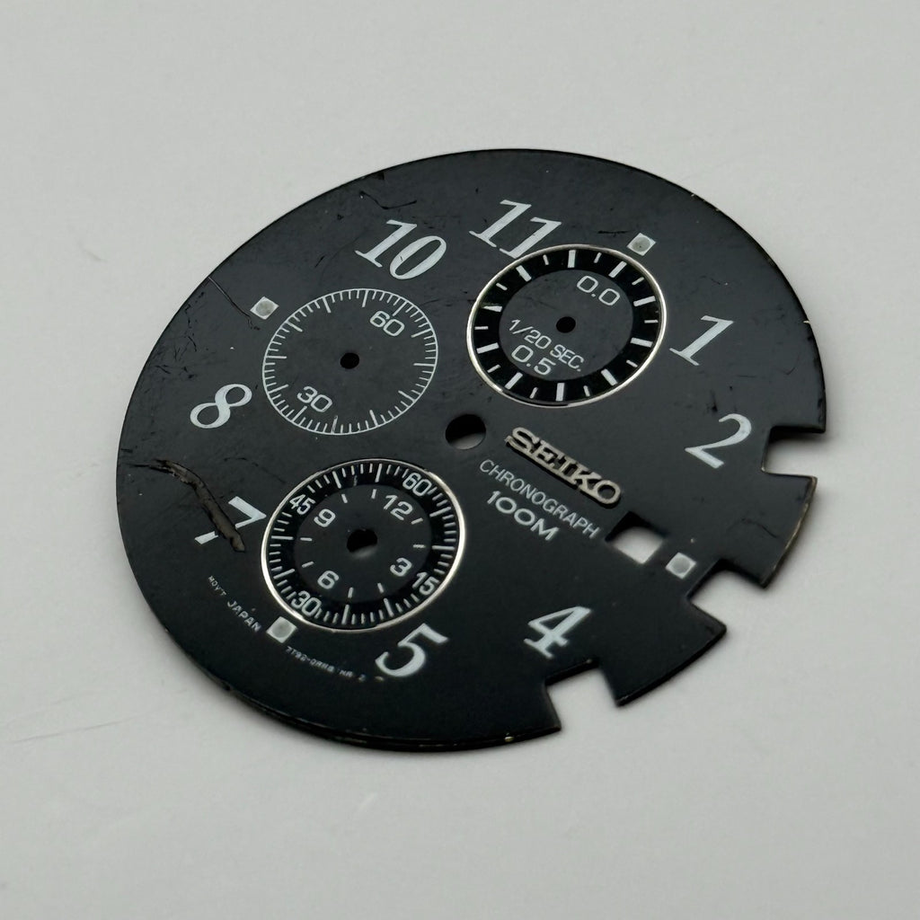 Seiko 7T92-0AR8 Watch Dial Chronograph 100M Black Spare Parts Repair 32.9mm