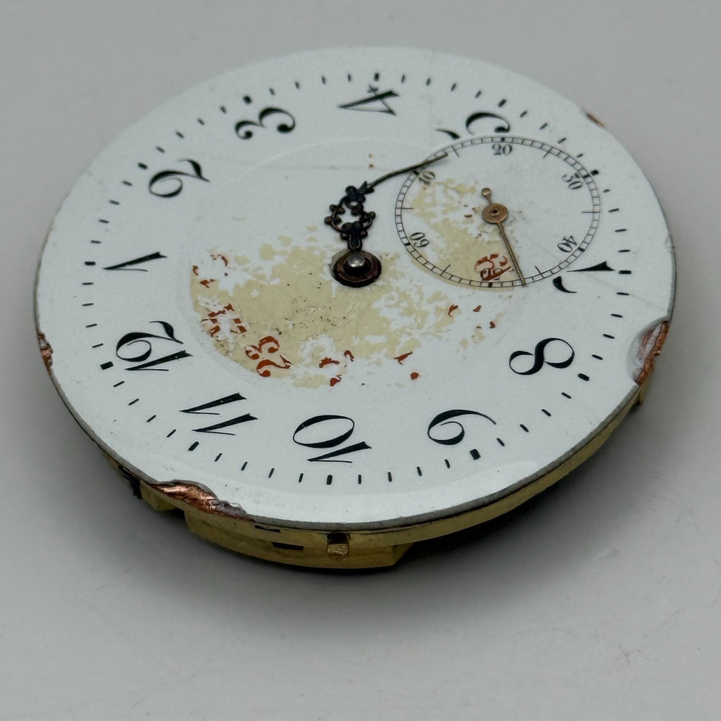 ABC Pocket Watch Movement Running Open Face 24 Hour Dial Parts Repair 40mm