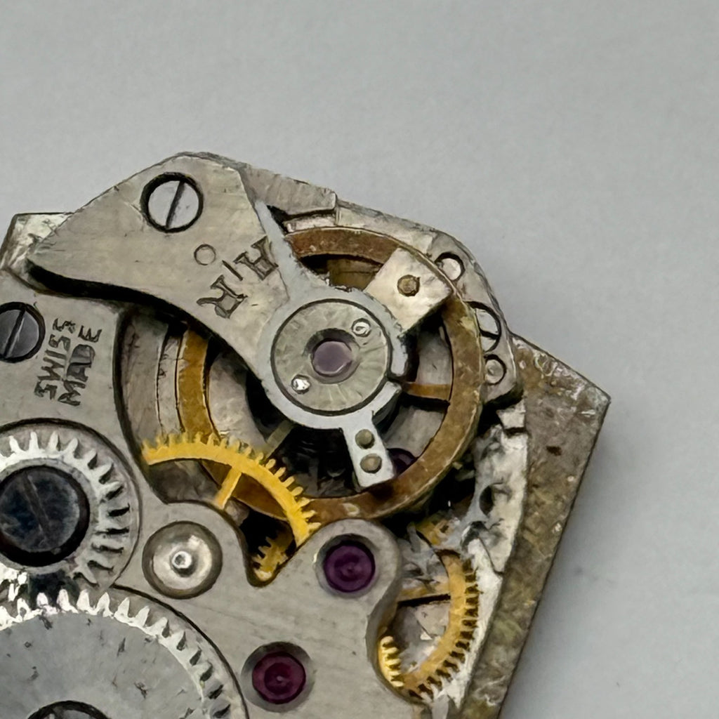 Unidentified Watch Movement Emes Cylinder Swiss Manual Wind Parts Repair 12.6mm