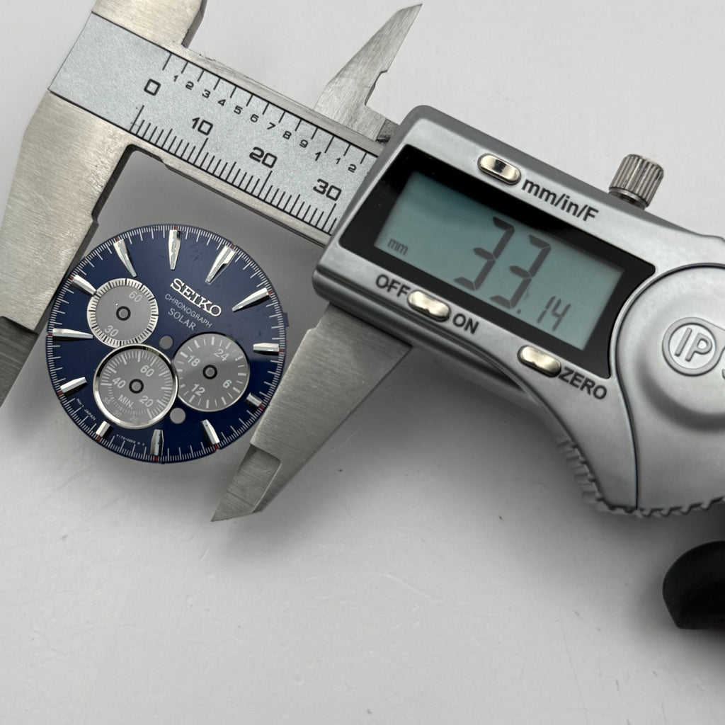 Seiko V178-0EB8 Watch Dial Chronograph Solar Blue Spare Parts Repair 33.1mm