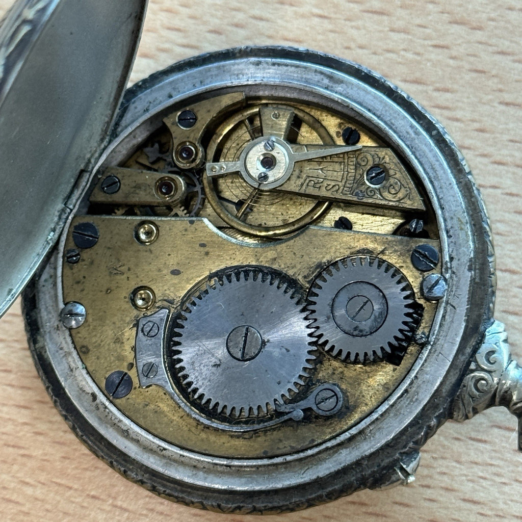 Systeme Roskopf Pocket Watch - Holy Freres Engraved Case Design - To Restore
