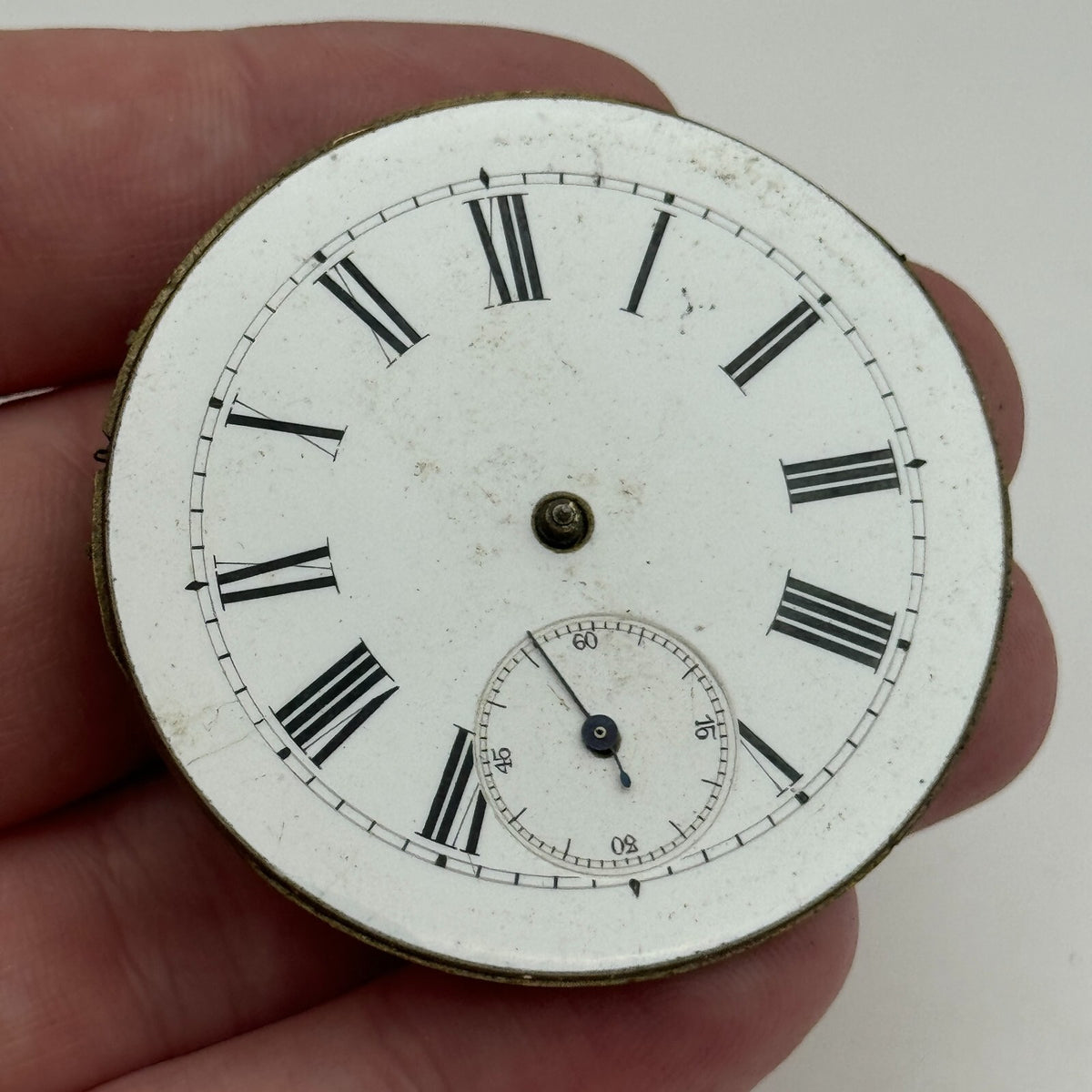 Antique Key Wound Roman Numerals Pocket Watch Movement Dial Parts Repair 47.5mm