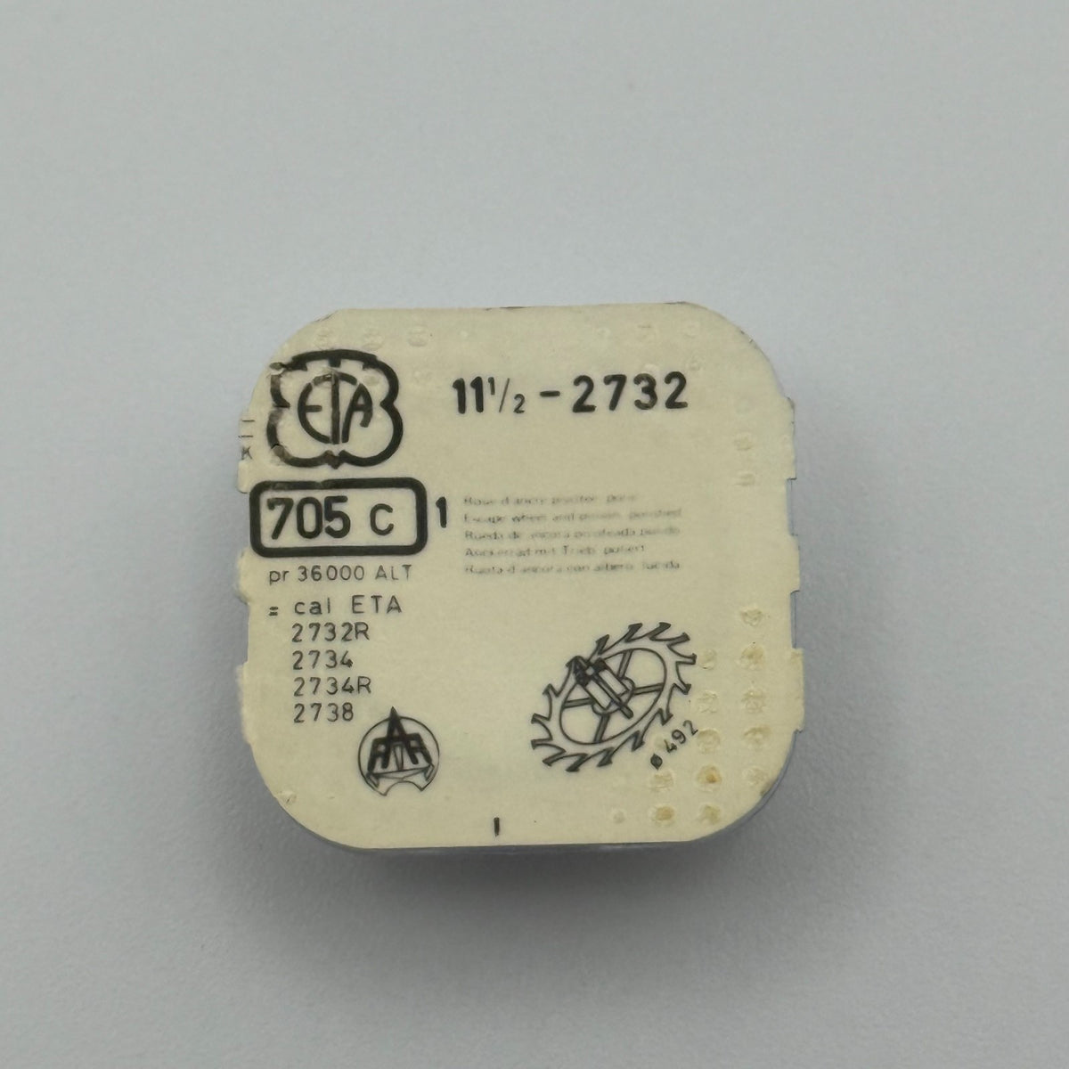 ETA 2732 Escape Wheel & Pinion - 11 1/2 - 705 - New Old Stock - Watch Parts