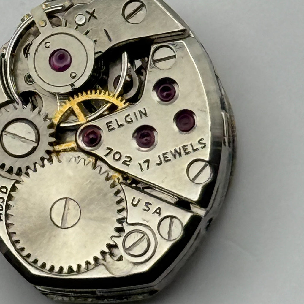 Elgin 702 Watch Movement 17 Jewels American Manual Wind Parts Repair 13.2mm