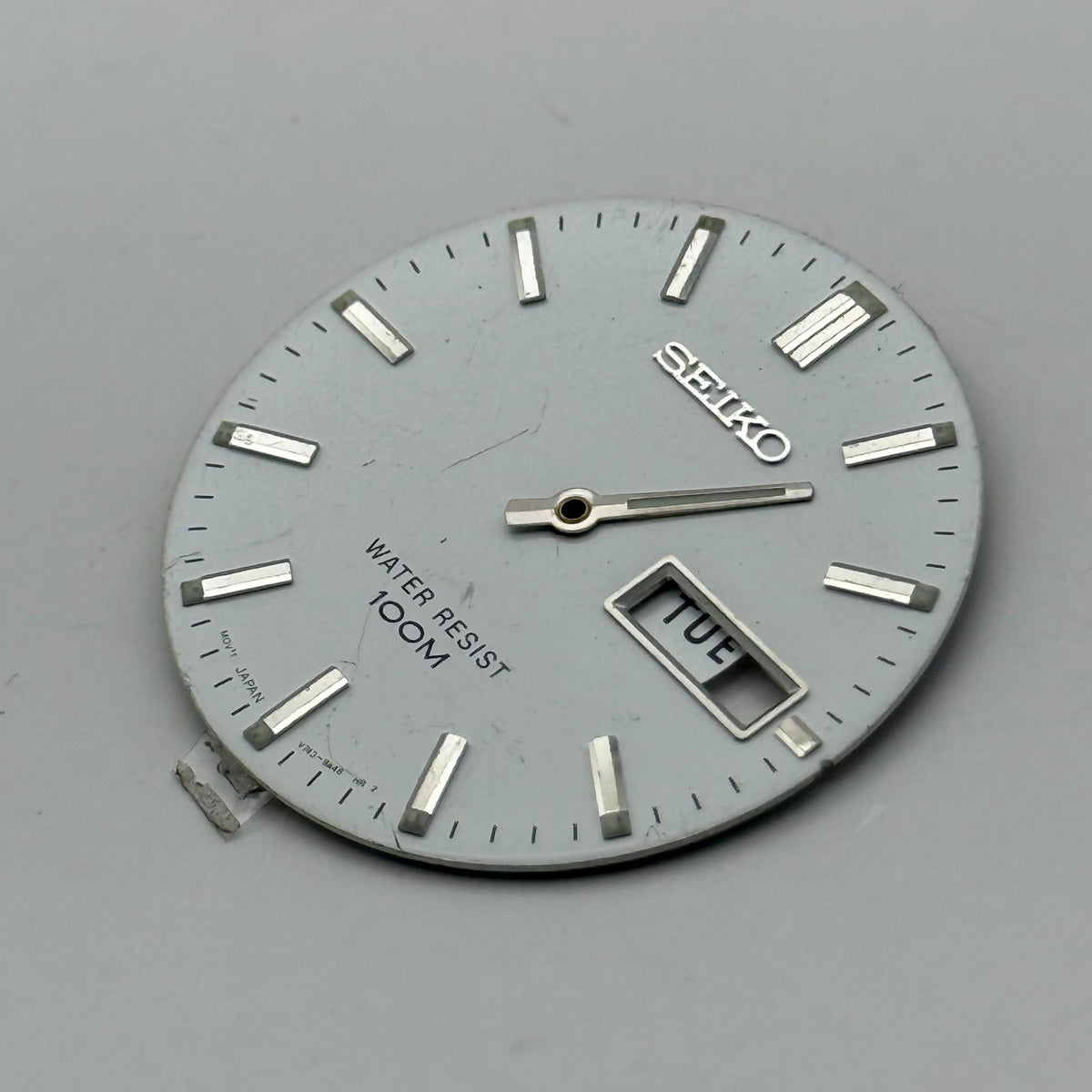 Seiko V743-9AA8 Watch Dial 100M Silver Japan Vintage Spare Parts Repair 29.5mm