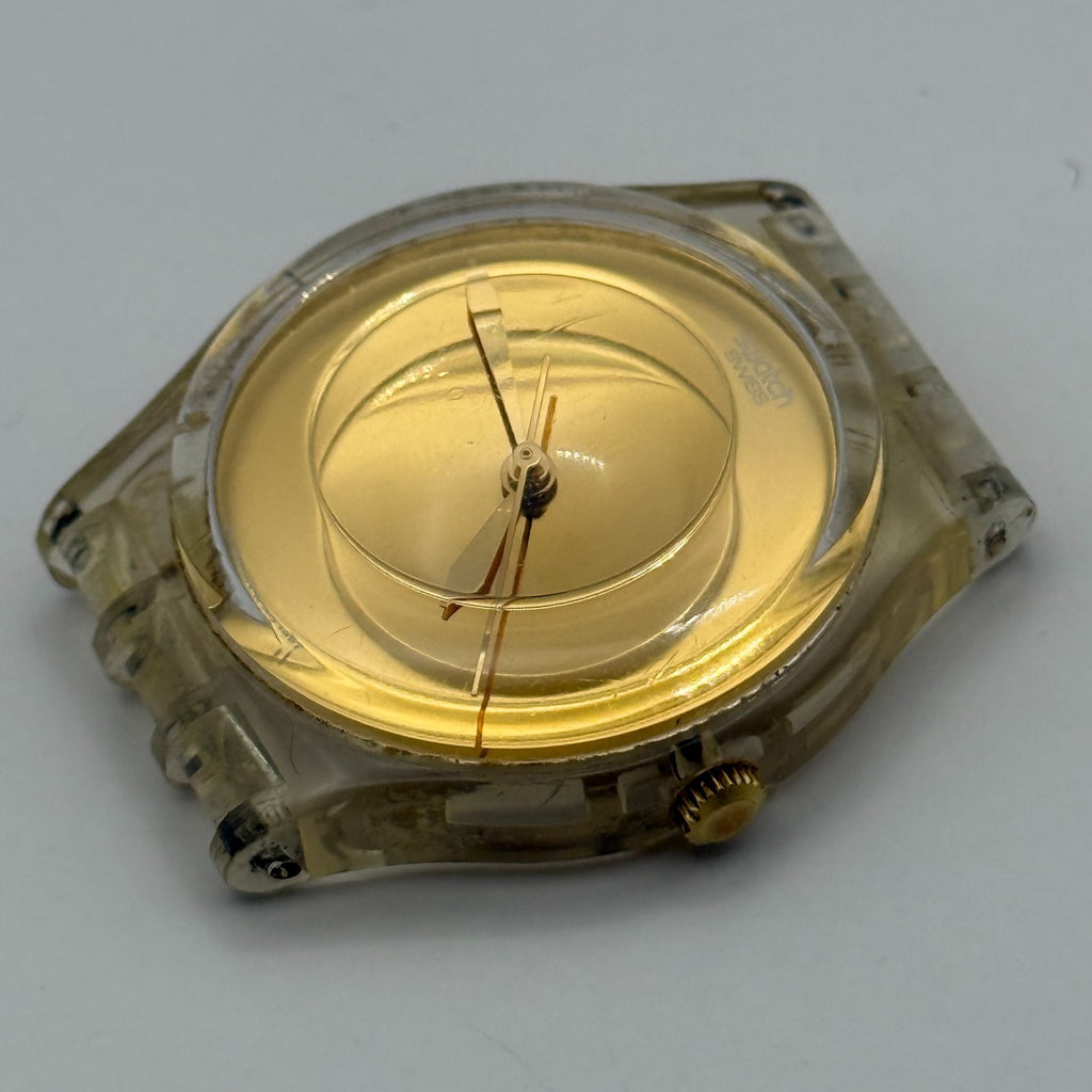 Vintage Swatch Jam Watch AG 1997 Gold Tone ETA Quartz Swiss 33mm Parts 