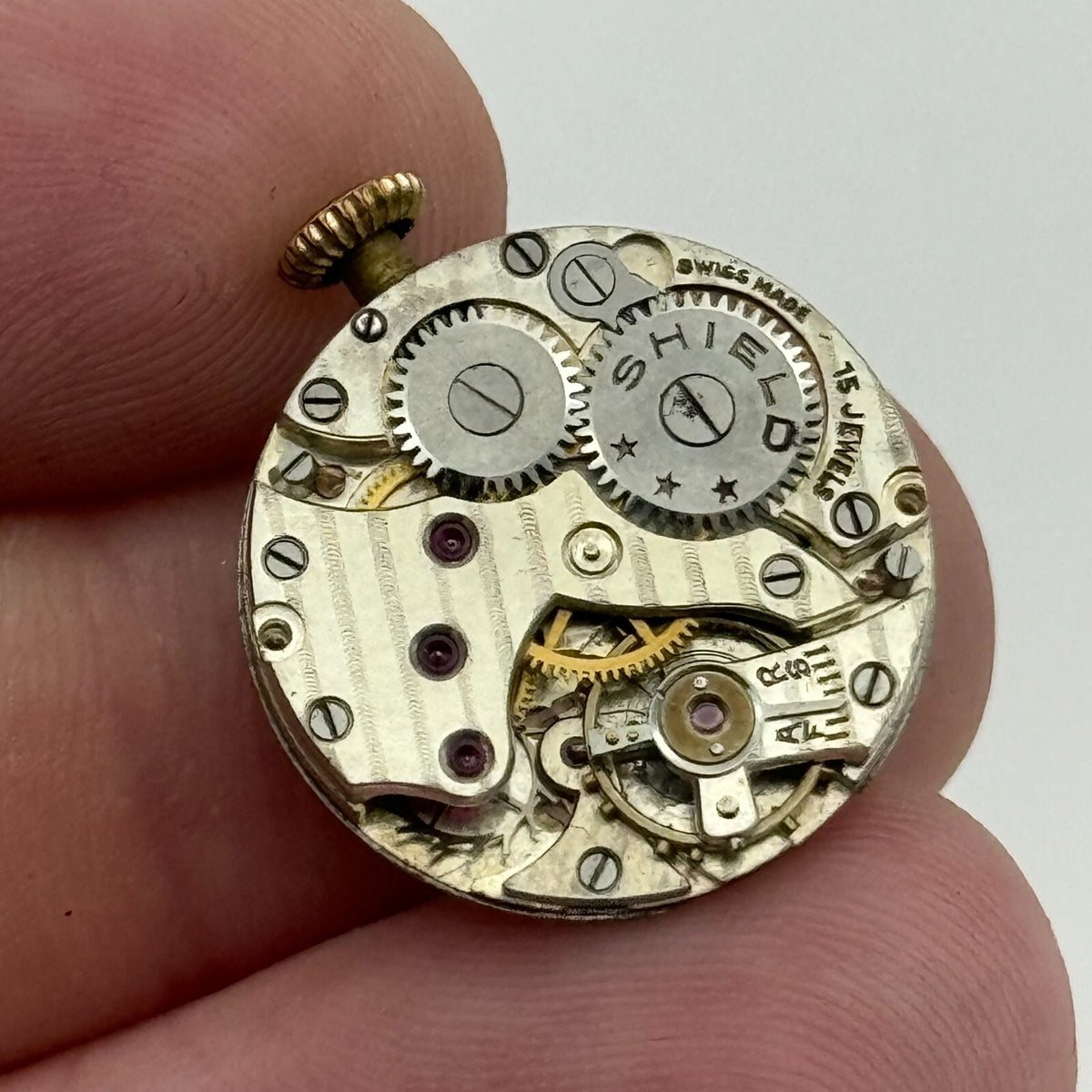 Shield Watch Movement - Nice Finish - For Parts / Repair - 19.6mm